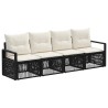 Ensemble de canapé de jardin 4 pcs Noir polyrotin 636093636093