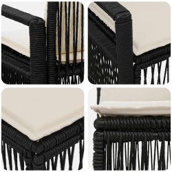 Ensemble de canapé de jardin 4 pcs Noir polyrotin 636093636093