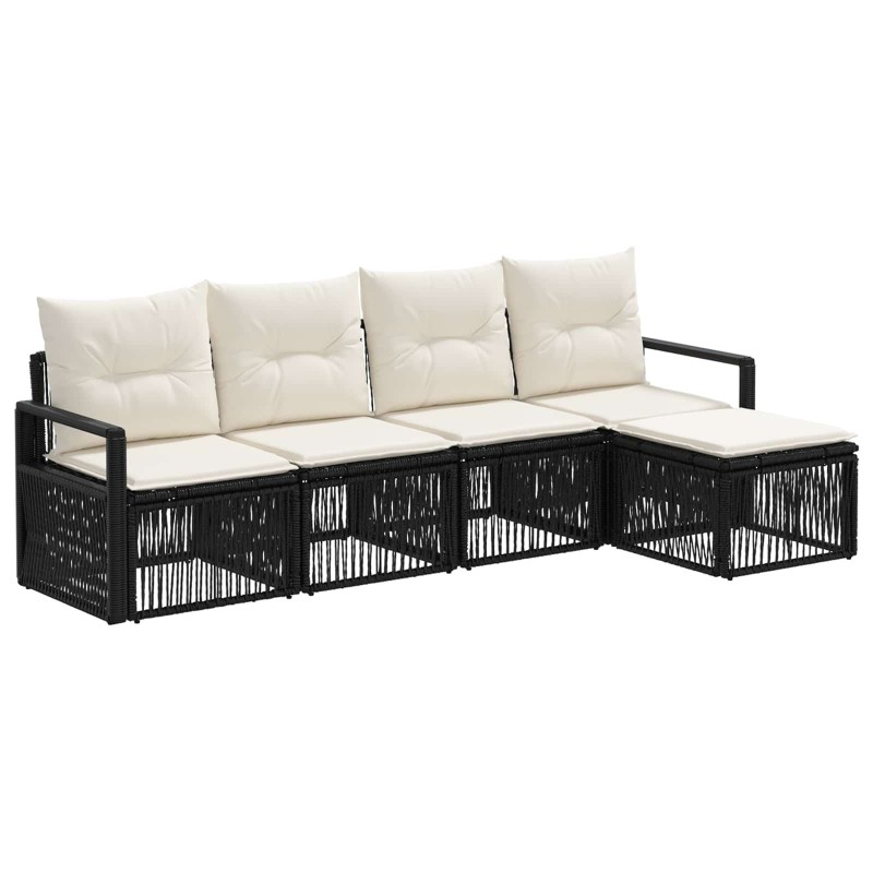 Ensemble de canapé de jardin 4 pcs Noir polyrotin 636097636097