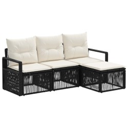 Ensemble de canapé de jardin 4 pcs Noir polyrotin 636099636099