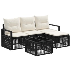 Ensemble de canapé de jardin 5 pcs Noir polyrotin 636100636100
