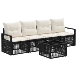 Ensemble de canapé de jardin 5 pcs Noir polyrotin 636101636101