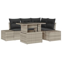 Ensemble de canapé de jardin 5 pcs Gris clair polyrotin 636110636110