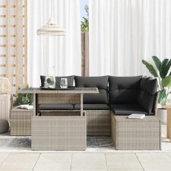 Ensemble de canapé de jardin 5 pcs Gris clair polyrotin 636110636110