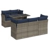 Salon de jardin avec coussins 6 pcs gris résine tressée acacia 636117636117