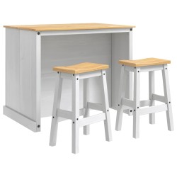 Ensemble Cuisine Îlot 3 pcs Blanc et Cire de Miel Pin massif 636118636118