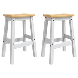 Ensemble Cuisine Îlot 3 pcs Blanc et Cire de Miel Pin massif 636118636118