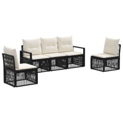 Ensemble de canapé de jardin 5 pcs Noir polyrotin 636119636119