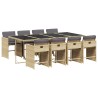 Ensemble à manger de jardin et coussins 9 pcs mélange beige 636121636121