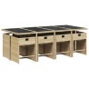Ensemble à manger de jardin et coussins 9 pcs mélange beige 636121636121