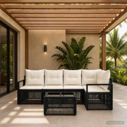Ensemble de canapé de jardin 5 pcs Noir polyrotin 636123636123