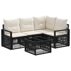 Ensemble de canapé de jardin 5 pcs Noir polyrotin 636123636123