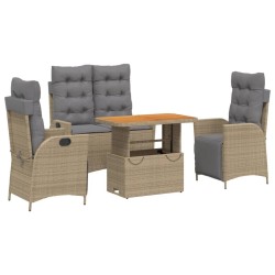 Ensemble à manger de jardin coussins 4 pcs beige résine tressée 636124636124