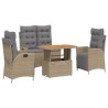 Ensemble à manger de jardin coussins 4 pcs beige résine tressée 636124636124