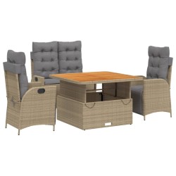 Ensemble à manger de jardin coussins 4 pcs beige résine tressée 636125636125
