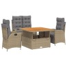 Ensemble à manger de jardin coussins 4 pcs beige résine tressée 636125636125