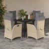 Ensemble à manger de jardin avec coussins 5pcs Beige poly rotin 636126636126