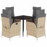 Ensemble à manger de jardin avec coussins 5pcs Beige poly rotin 636126636126