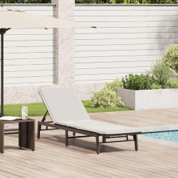 Chaise longue avec coussin marron résine tressée 636127636127