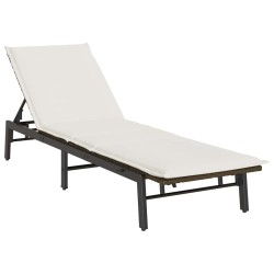 Chaise longue avec coussin marron résine tressée 636127636127