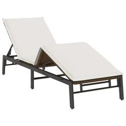 Chaise longue avec coussin marron résine tressée 636127636127
