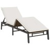 Chaise longue avec coussin marron résine tressée 636127636127