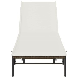 Chaise longue avec coussin marron résine tressée 636127636127