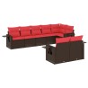 Ensemble de canapé de jardin 8 pcs avec coussins marron résine tressée 636129636129