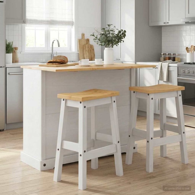 Ensemble Cuisine Îlot Corona 3 pcs Blanc et Cire de Miel 636131636131