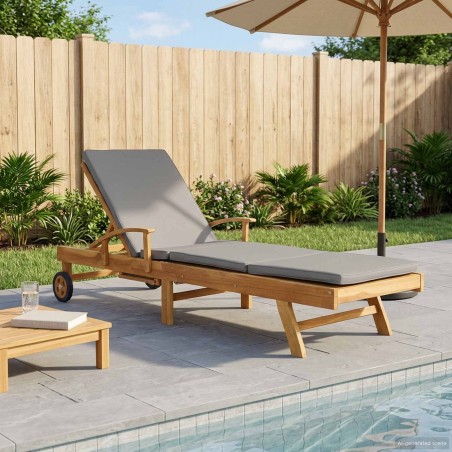 Chaise longue avec coussin 100% Polyester Teck Solide 636132636132