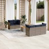 Salon de jardin 6 pcs avec coussins gris résine tressée 636134636134