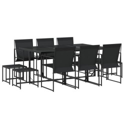 Ensemble à manger de jardin 11 pcs noir textilène 636136636136