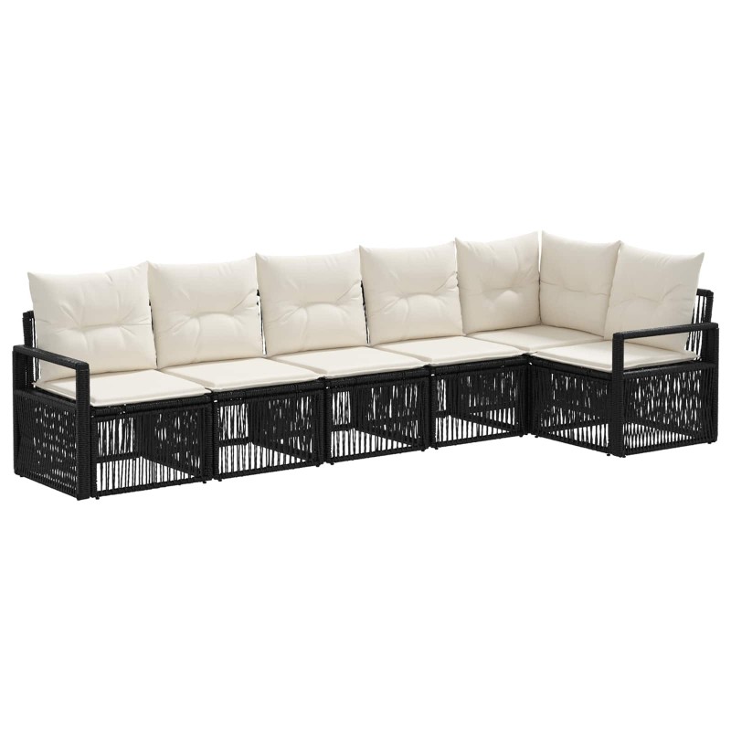 Ensemble de canapé de jardin 6 pcs Noir polyrotin 636139636139