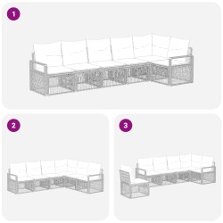Ensemble de canapé de jardin 6 pcs Noir polyrotin 636139636139
