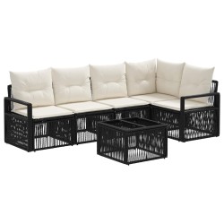 Ensemble de canapé de jardin 6 pcs Noir polyrotin 636141636141