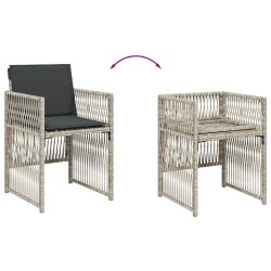 Ensemble à manger de jardin 11pcs avec coussins gris poly rotin 636143636143