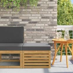 Pouf d'Extérieur Bois d'Acacia Massif Blanc 636147636147