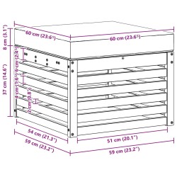 Pouf d'Extérieur Bois d'Acacia Massif Blanc 636147636147