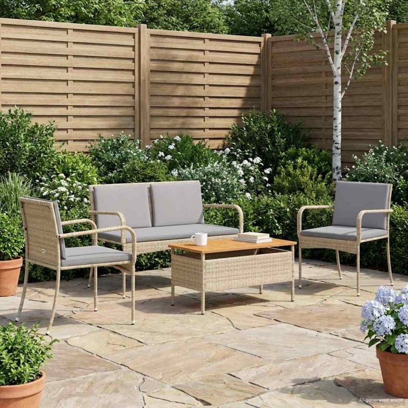 Ensemble de jardin avec coussin acier 636150636150