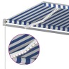Auvent manuel rétractable avec LED 500x350 cm Bleu et blanc 636151636151