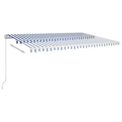 Auvent manuel rétractable avec LED 500x350 cm Bleu et blanc 636151636151