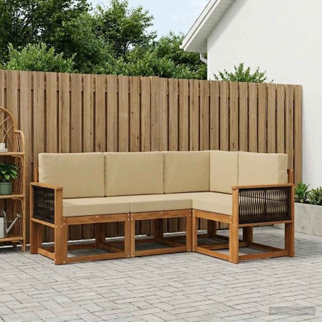 Ensemble de canapés d'extérieur 4 pcs Naturel et Beige 636152636152