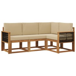 Ensemble de canapés d'extérieur 4 pcs Naturel et Beige 636152636152