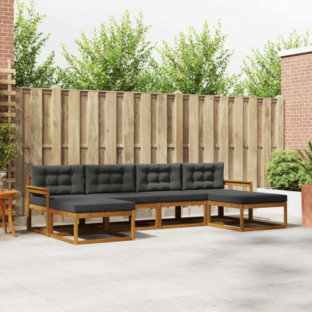 Ensemble de canapés d'extérieur 6 pcs Naturel et Anthracite 636155636155