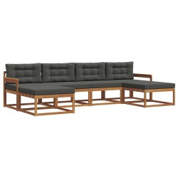 Ensemble de canapés d'extérieur 6 pcs Naturel et Anthracite 636155636155