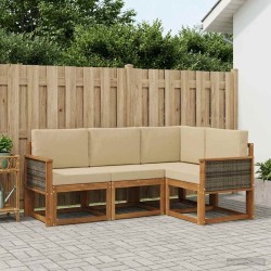 Ensemble de canapés d'extérieur 4 pcs Naturel et Beige 636157636157