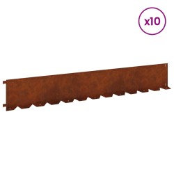 Bordure de Pelouse 10 pcs 102 x 15 x 4 cm Acier Rouillé 636160636160