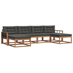 Ensemble de canapés d'extérieur 6 pcs Naturel et Anthracite 636163636163