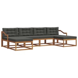 Ensemble de canapés d'extérieur 6 pcs Naturel et Anthracite 636165636165