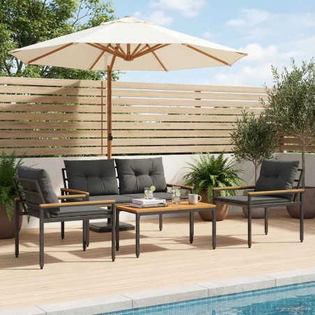 Ensemble de meubles d'extérieur 4 pcs Gris foncé polyrotin 636168636168